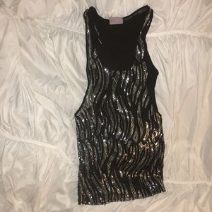 Black and silver sequin dress